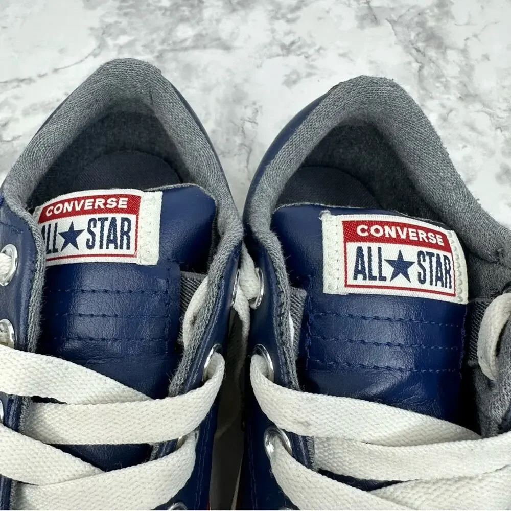CONVERSE All Star Chuck Taylors, Navy Blue Leather Youth Sneaker Size 1